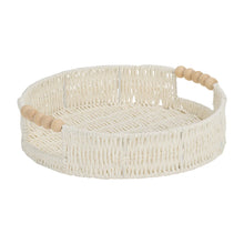 Load image into Gallery viewer, Papier Woven Round Tray - Beaded White