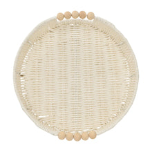 Load image into Gallery viewer, Papier Woven Round Tray - Beaded White