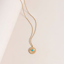 Load image into Gallery viewer, Gold and Turquoise Sunburst Pendant