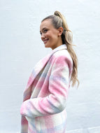 Pastel Fluff Check Jacket - Dusty Pink