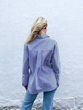 Load image into Gallery viewer, Navy And White Pinstripe Shirt