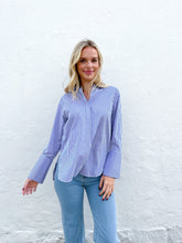 Load image into Gallery viewer, Navy And White Pinstripe Shirt