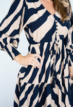Load image into Gallery viewer, Black and Beige Abstract Maxi Dress
