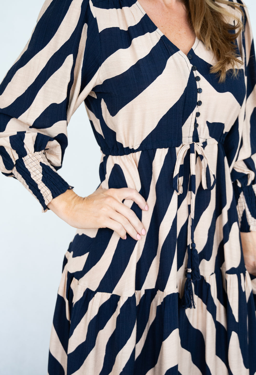 Black and Beige Abstract Maxi Dress