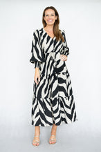 Load image into Gallery viewer, Black and Beige Abstract Maxi Dress
