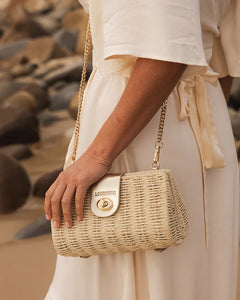 Ophelia Raffia Crossbody Bag - Champagne