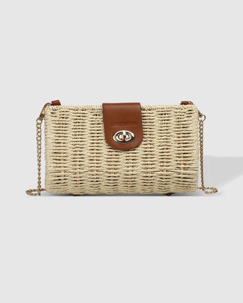 Ophelia Raffia Crossbody Bag - Tan