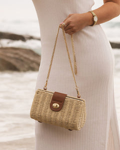 Ophelia Raffia Crossbody Bag - Tan