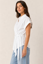 Load image into Gallery viewer, White Cotton Side Tie Waist Shirt
