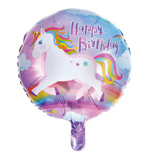 Load image into Gallery viewer, Round Happy Birthday Unicorn Foil Balloon
