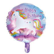 Round Happy Birthday Unicorn Foil Balloon