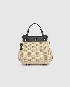 Sandy Raffia Crossbody Bag - Black