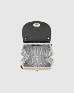 Sandy Raffia Crossbody Bag - Black