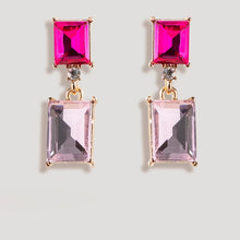 Load image into Gallery viewer, 2 Tone Jewel Drop Earrings in Fuchsia and Pink
