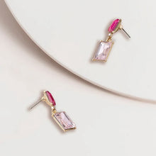 Load image into Gallery viewer, 2 Tone Jewel Drop Earrings in Fuchsia and Pink
