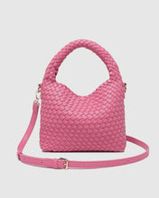 Load image into Gallery viewer, Gabby Mini Woven Shoulder Bag - Bubblegum Pink
