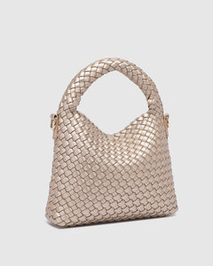 Gabby Mini Woven Shoulder Bag - Pink Champagne