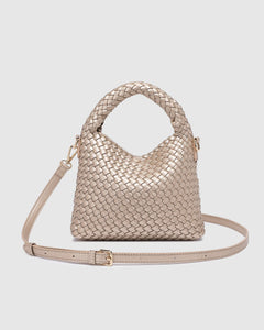 Gabby Mini Woven Shoulder Bag - Pink Champagne