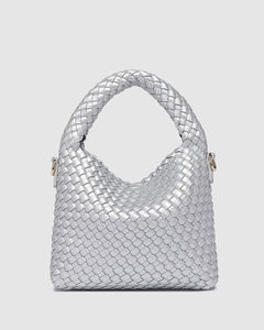 Gabby Mini Woven Shoulder Bag - Silver