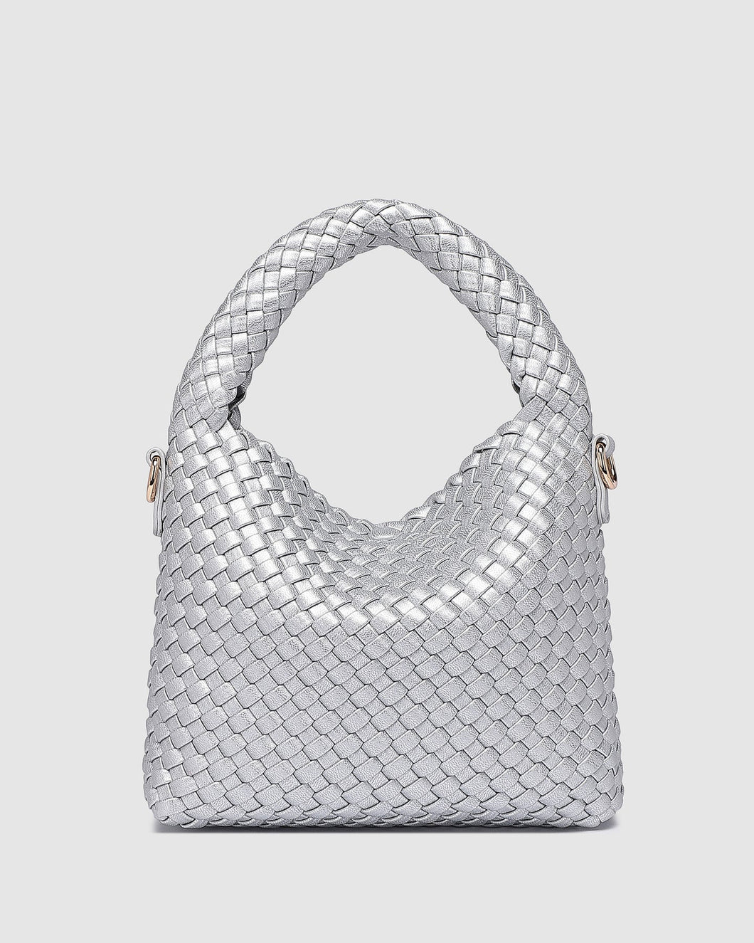 Gabby Mini Woven Shoulder Bag - Silver