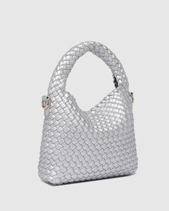 Gabby Mini Woven Shoulder Bag - Silver