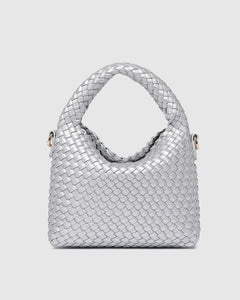 Gabby Mini Woven Shoulder Bag - Silver