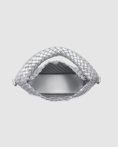 Gabby Mini Woven Shoulder Bag - Silver