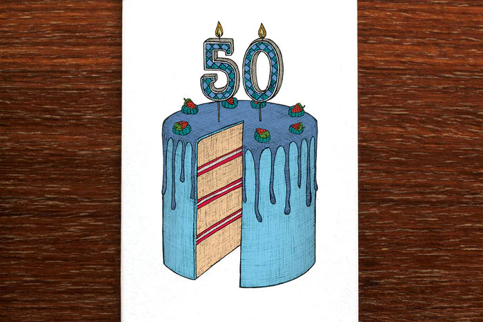 Fiftieth Birthday Cake Card -THE NONSENSE MAKER