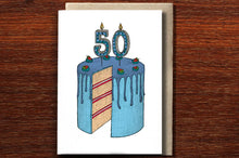 Load image into Gallery viewer, Fiftieth Birthday Cake Card -THE NONSENSE MAKER
