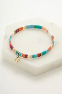 Tile Bracelet - Aqua/Coral