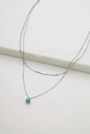 Layered Blue Necklace - Silver