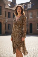 Animal Print Wrap Dress