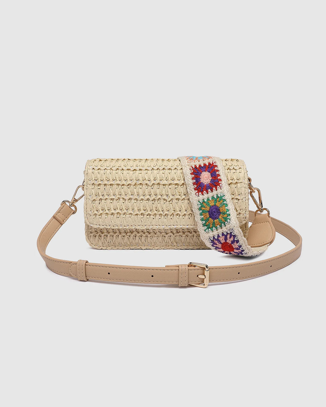 Freya Raffia Crossbody Bag - Natural