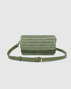 Freya Raffia Crossbody Bag - Sage Green