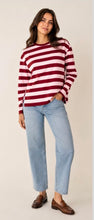 Load image into Gallery viewer, Berry &amp; Pink Long Sleeve Striped Pique Tee
