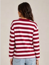 Load image into Gallery viewer, Berry &amp; Pink Long Sleeve Striped Pique Tee

