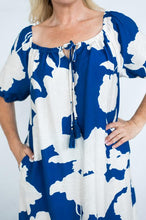 Load image into Gallery viewer, Blue Floral Midi Peasant Dress
