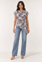 Load image into Gallery viewer, Grey Check Cowl Neck Tunic
