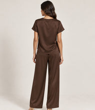 Load image into Gallery viewer, Chocolate Satin Wide Leg Pants
