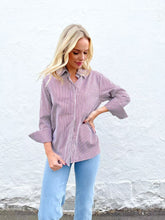 Load image into Gallery viewer, Burgundy Pinstripe Shirt
