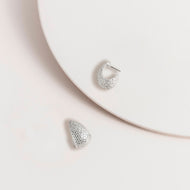 Basket Weave Droplet Earrings in Silver