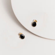 Black Crystal Teardrop Studs