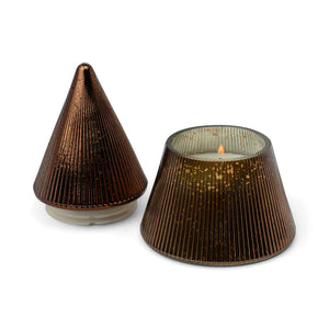 Cypress & Fir Stacked Tree Candle - Copper