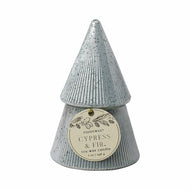 Cypress & Fir Silver Stacked Tree Candle