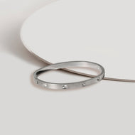 CZ Station Hinged Bangle in Silver