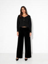 Load image into Gallery viewer, Black Cropped Cardigan with Gold Button Detail
