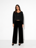 Black Cropped Cardigan with Gold Button Detail
