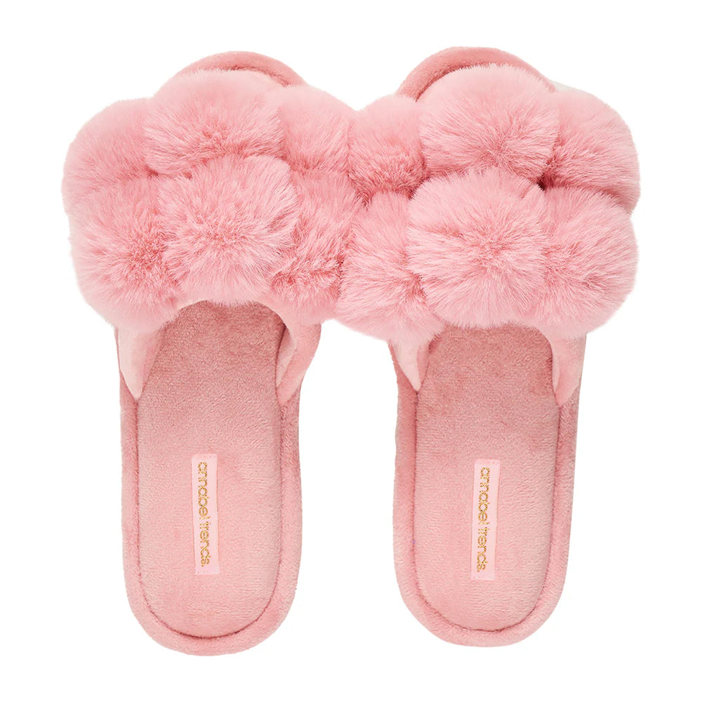 Pom Pom Slippers - Cosy Luxe - Pink Lemonade