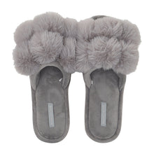 Load image into Gallery viewer, Pom Pom Slippers - Cosy Luxe - Grey
