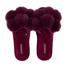 Load image into Gallery viewer, Pom Pom Slippers - Cosy Luxe - Mulberry
